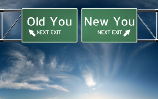 New you, old you. Sign's depicting a choice in your life